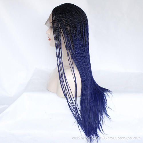factory wholesale full micro senegalese twist braid wig, million braid synthetic lace front wig